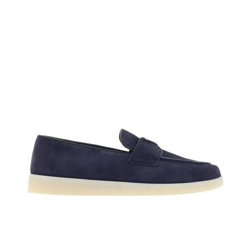 Prada - mocassins à plaque logo - Bleu - Vogue Maroc – Boutique digitale de mode de luxe