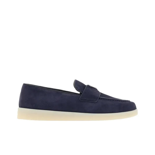Prada - mocassins à plaque logo - Bleu - Vogue Maroc – Boutique digitale de mode de luxe