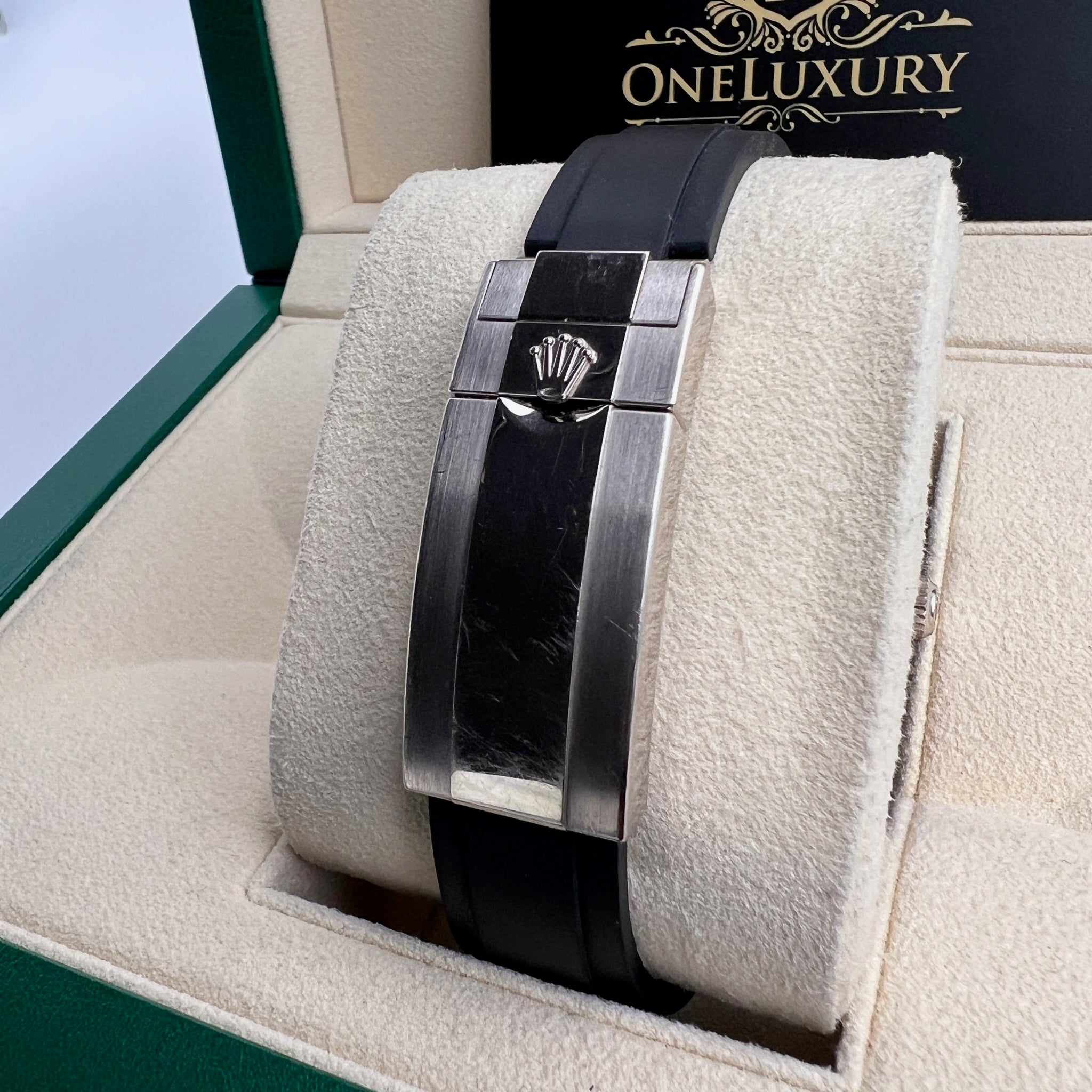 Rolex Yacht-Master White Gold Black Bezel & OysterFlex Rubber Strap