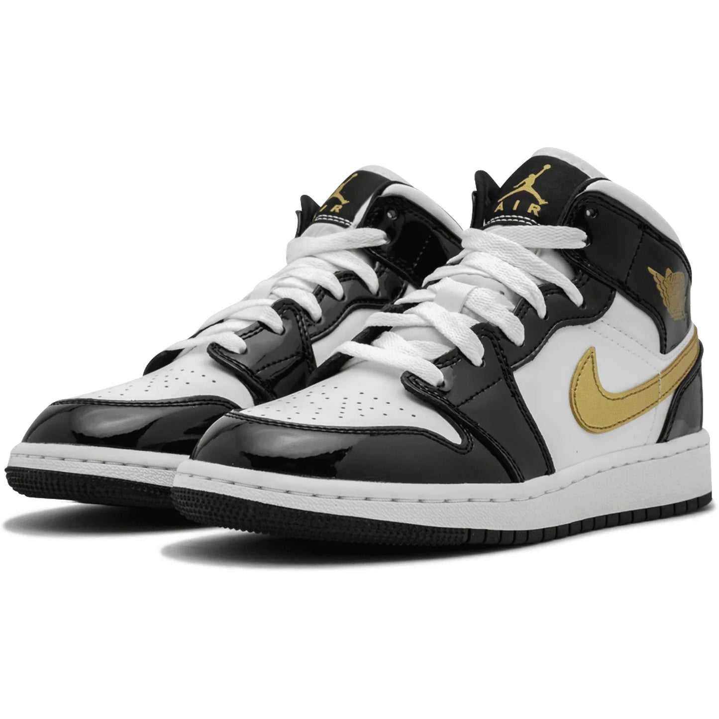 Air Jordan 1 Mid « Cuir verni noir et or »