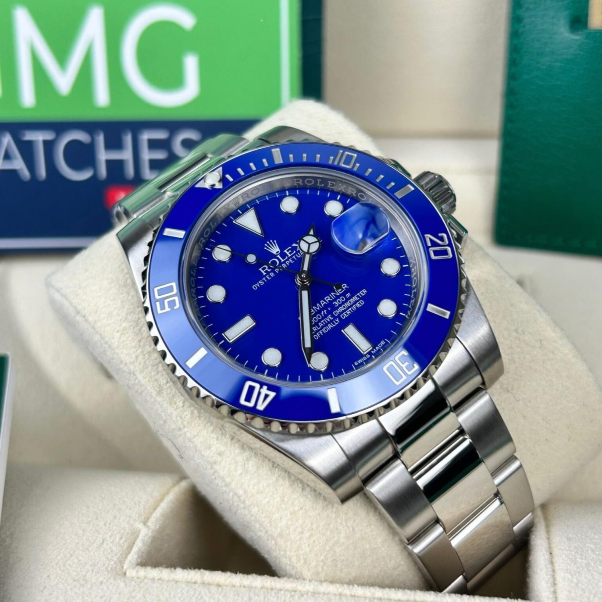 Rolex Submariner ‘Smurf’ White Gold Oyster Bracelet