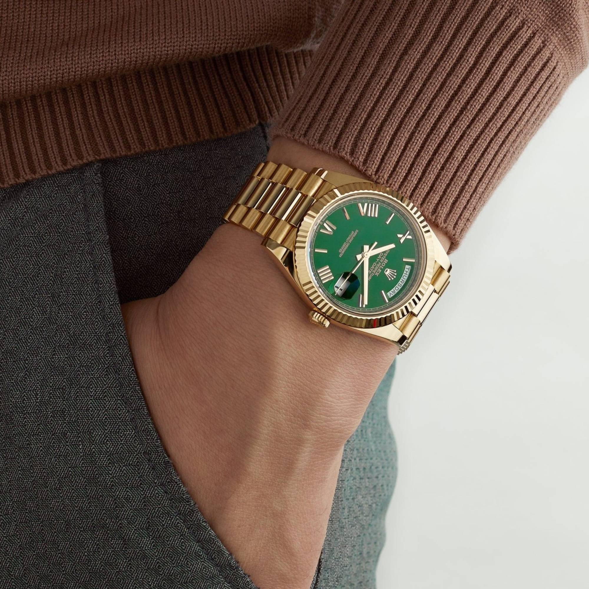 Rolex Day-Date 40 228238 (Green Roman Numeral Dial)