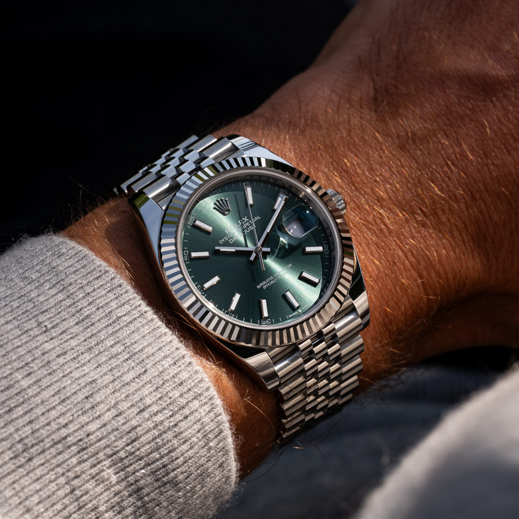 Rolex Datejust Fluted Bezel Jubilee Bracelet Green Dial –