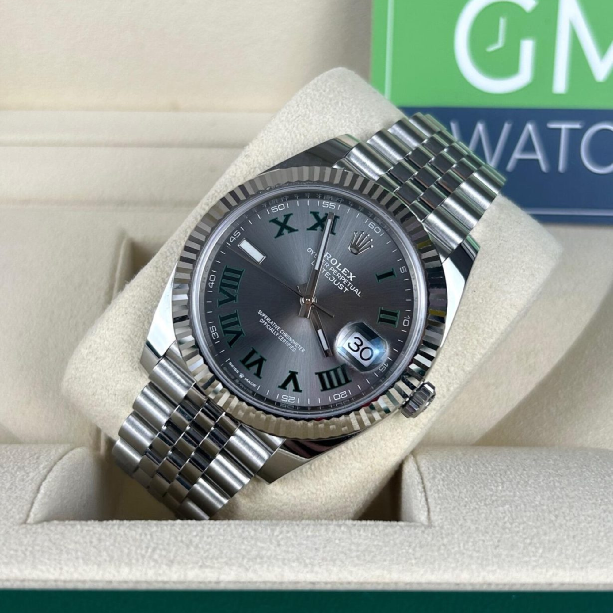 Rolex Datejust Wimbledon Dial Fluted Bezel Jubilee Bracelet