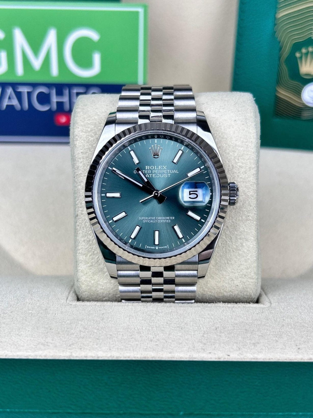Rolex Datejust Fluted Bezel Jubilee Bracelet Green Dial –