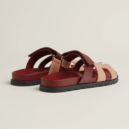 Sandales Chypre - Beige Perlino / Rouge - Vogue Maroc – Boutique digitale de mode de luxe