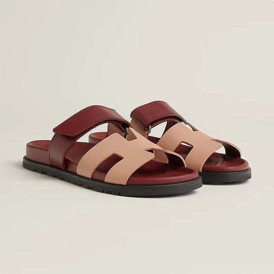 Sandales Chypre - Beige Perlino / Rouge - Vogue Maroc – Boutique digitale de mode de luxe