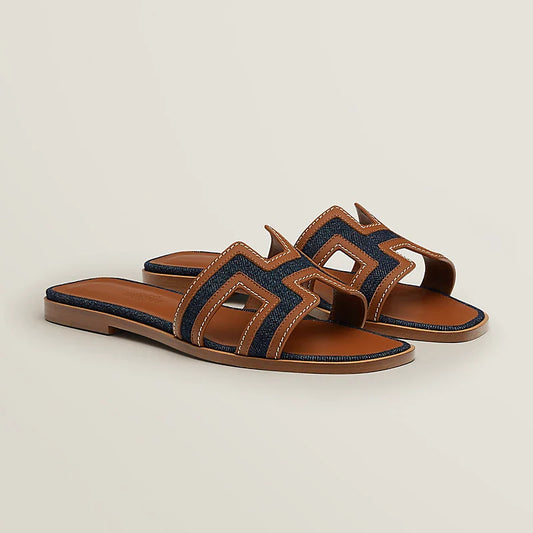 Sandales Oran - Bleu brut / Gold - Vogue Maroc – Boutique digitale de mode de luxe
